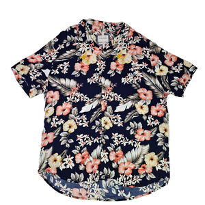 Denim & Flower Ricky Singh Hawaiian Button-Down Shirt Short Sleeve Size L